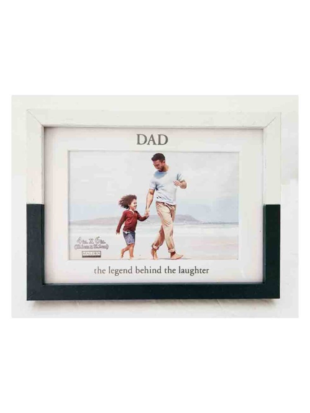 NEW Malden DAD Photo Frame With Mat Green White Wood 4" X 6"